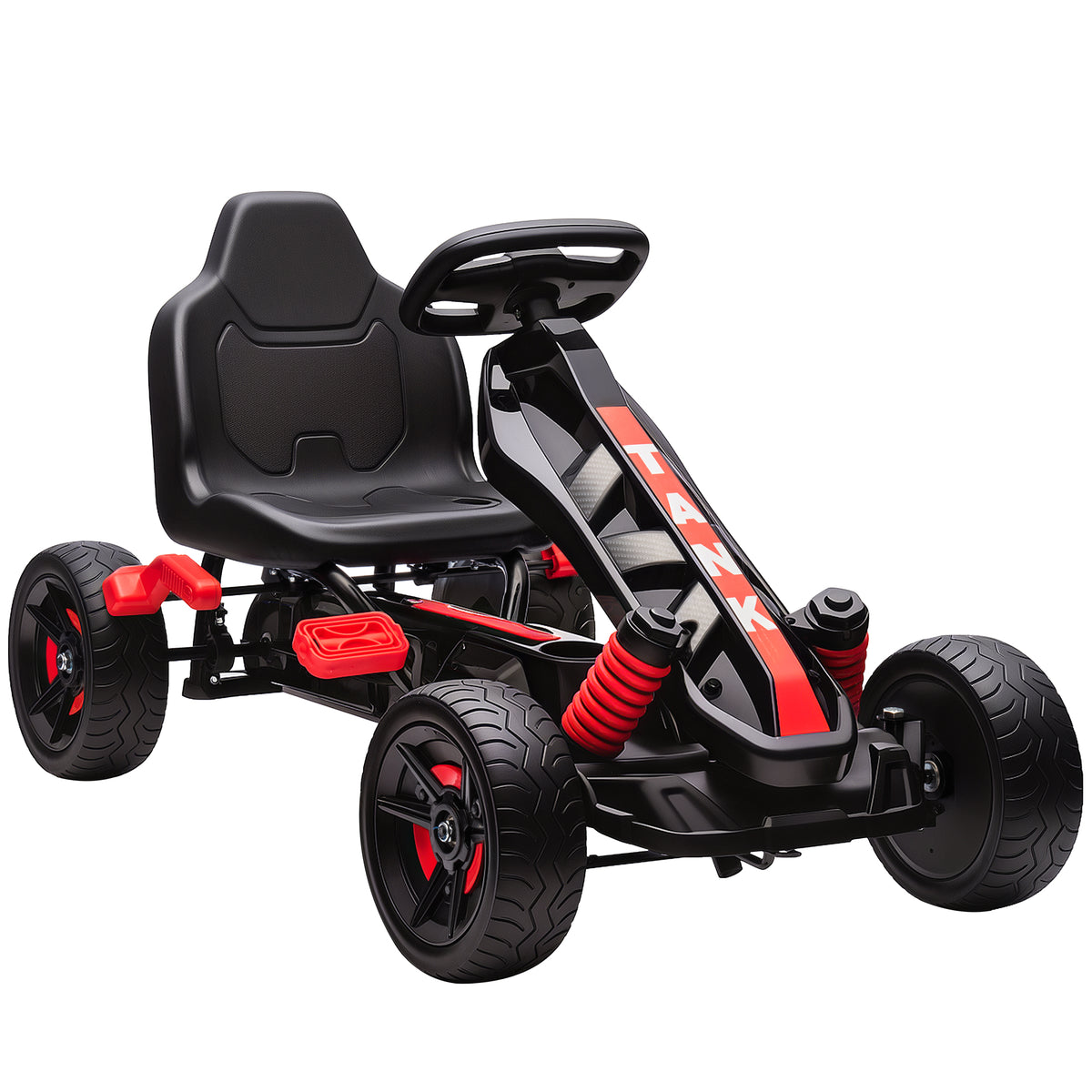 Kart a Pedais para Crianças a Partir dos 3 Anos Kart com Embraiagem Automática Travão Rodas Antiderrapantes em EVA e Estrutura Metálica Carga 50 kg 100x59x60,5 cm Vermelho — foto 1