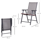 Conjunto de 2 Cadeiras Dobráveis para Exterior com Apoio para o Braço Cadeiras para Jardim com Textilene e Metal Carga 110 kg 58x64x94 cm Cinzento Claro — foto 3