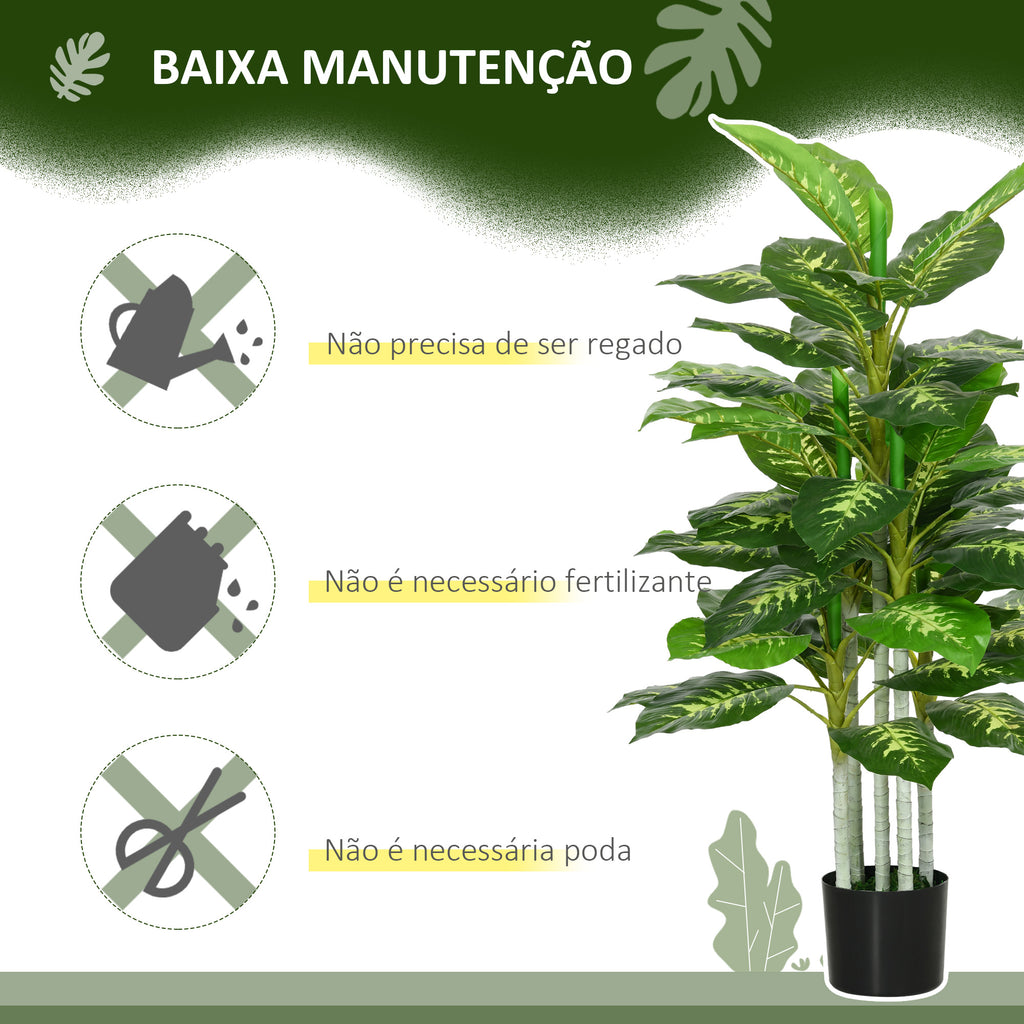 Planta Artificial de 120 cm com 53 Folhas Realistas e Vaso de Cimento Planta Sintética Decoração para Casa Escritório e Exterior Verde — foto 6