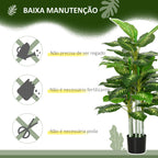 Planta Artificial de 120 cm com 53 Folhas Realistas e Vaso de Cimento Planta Sintética Decoração para Casa Escritório e Exterior Verde — foto 6