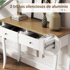 Mesa Consola Consola de Entrada com 2 Gavetas Estilo Francês para Corredor Dormitório Sala de Estar 100x35x76,5 cm Branco e Marrom Escuro — foto 7
