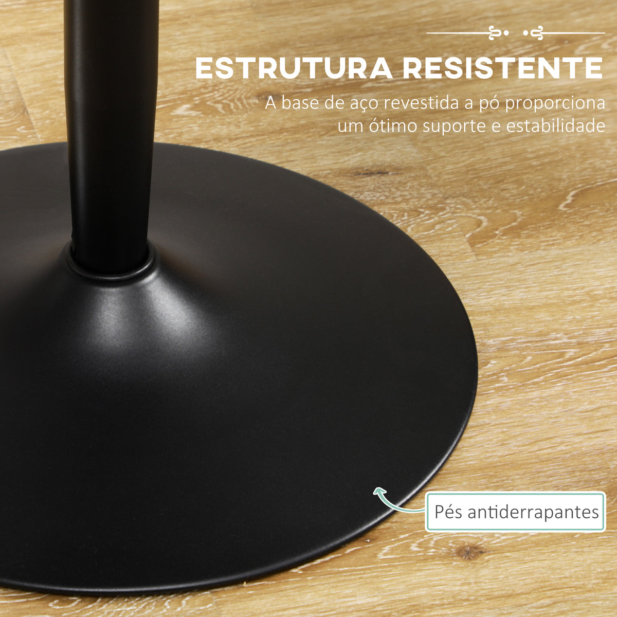 Mesa de Cozinha Redonda Mesa de Jantar Moderna para 2 Pessoas com Base de Aço e Almofadas Antiderrapantes Ø70x75 cm Preto — foto 5