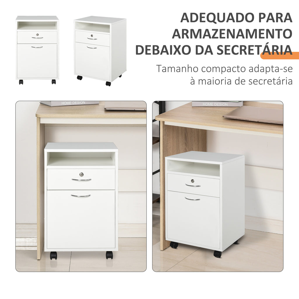 Essenza Bloco de Gavetas de Escritório com 4 Rodas Prateleira Aberta e Armário 40x35x60 cm Branco — foto 5