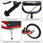 Trotinete para Crianças acima de 5 Anos e Adolescentes com Guiador Ajustável em Altura 2 Pneus de Borracha Insufláveis com Travagem Dupla e Rodas 16" Carga 100 kg 139x58x90-96 cm Vermelho — foto 6