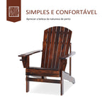 Cadeira Adirondack de Madeira Cadeira de Jardim com Apoio para os Braços Encosto Alto para Terraço Balcão Exterior 72,5x97x96cm Marrom — foto 4