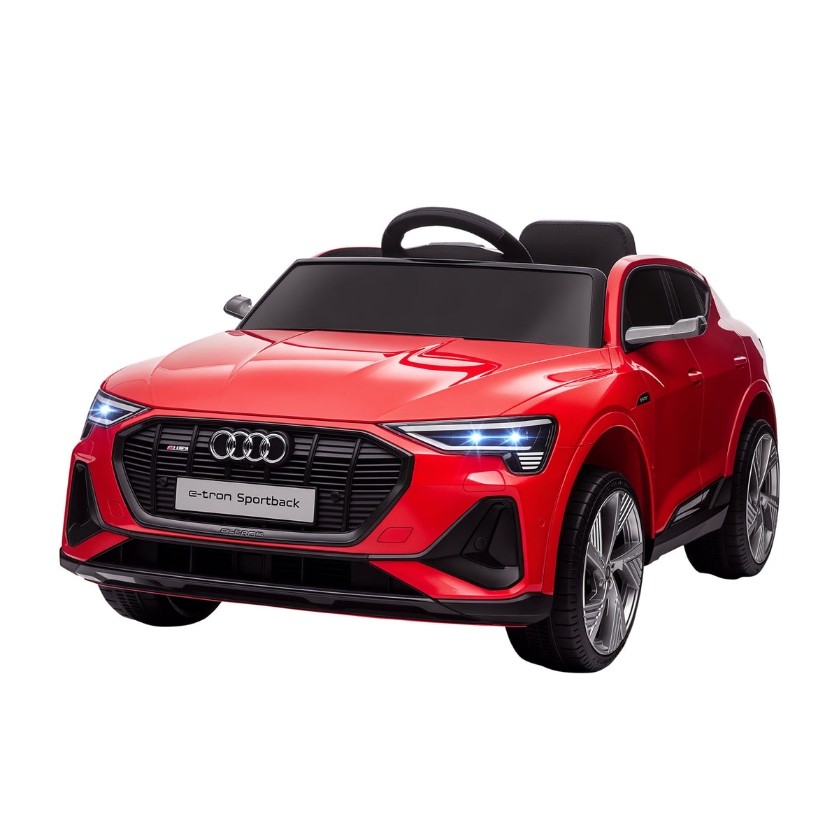 Carro Elétrico Audi E-Tron 12V para Crianças acima de 3 Anos com Controle Remoto Faróis Buzina Música MP3 TF USB e Abertura da Porta 3-8km/h 108x60x47cm Vermelho — foto 1