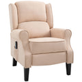 Poltrona de Massagem Poltrona Relax Reclinável com Controlo Remoto 2 Áreas de Massagem Bolso Lateral 78x83x101 cm Bege — foto 1