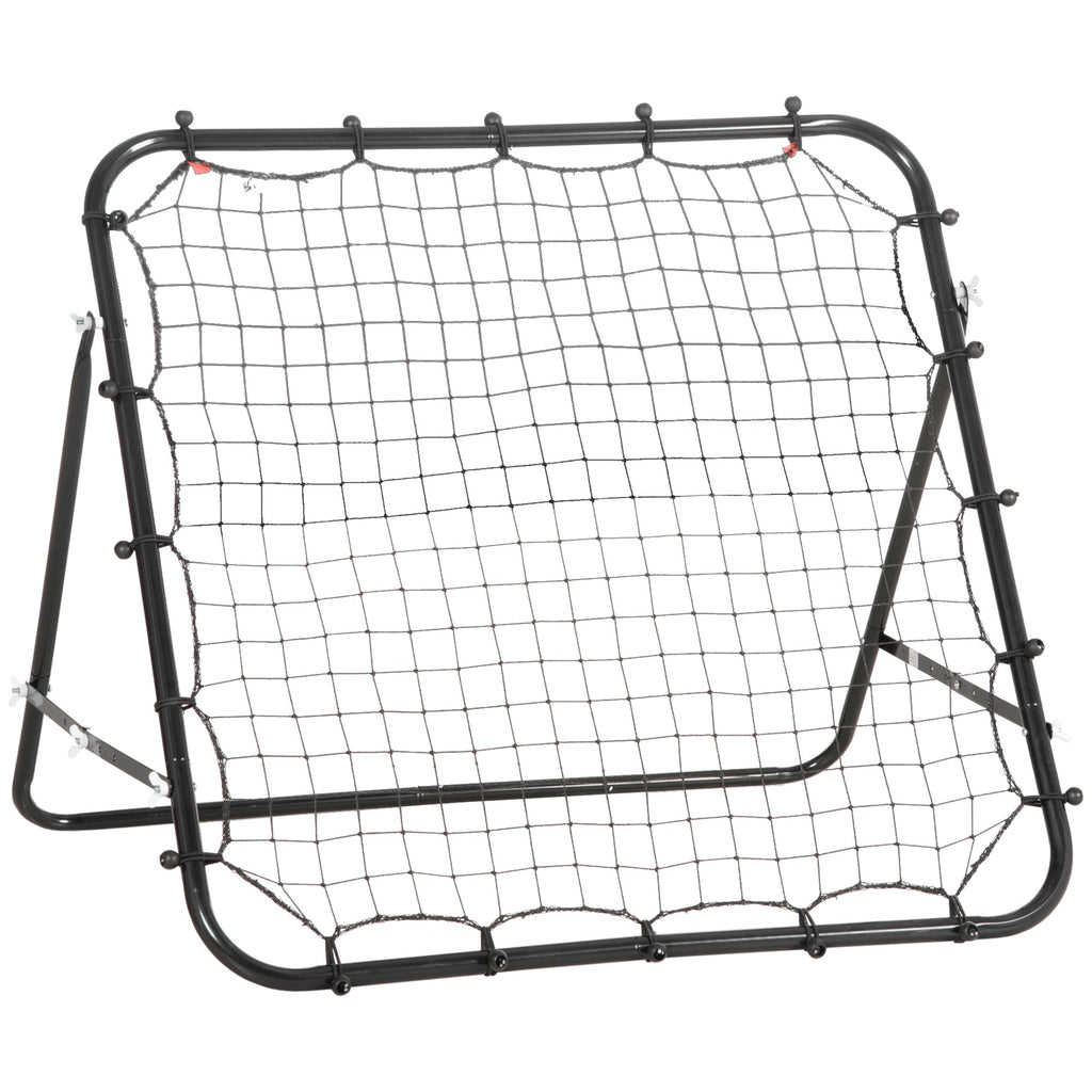 Rede de Rebote de Metal Rede de Rebote com Ângulo Ajustável e 20 Cordas Elásticas para Treinamento de Futebol Tenis Beisebol Desportes 96x80x96 cm Preto — foto 1
