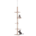Cat Scratching Tree Adjustable Height with Platforms 40x34x230-260cm Beige