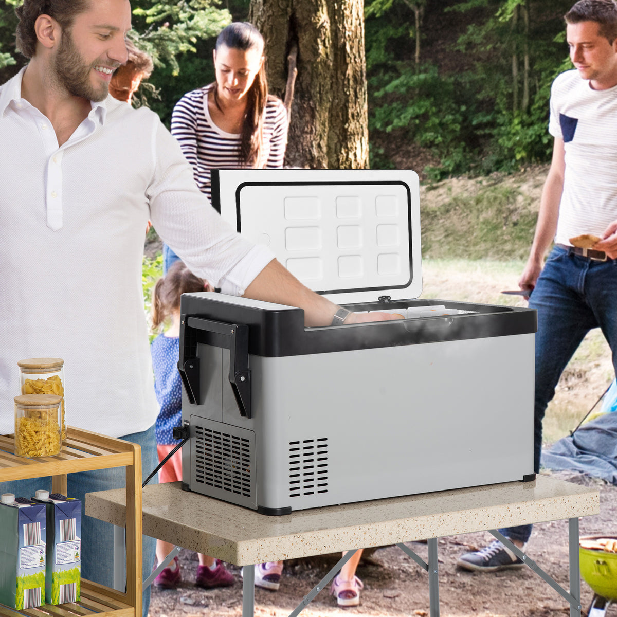 Geleira Elétrica de Compressor Portátil 40L Mini Geleira de Carro 12/24V CC com Tela Tátil e Alças Dobráveis para Barco Caminhão 67,2x36x40,5cm Cinza e Preto — foto 2