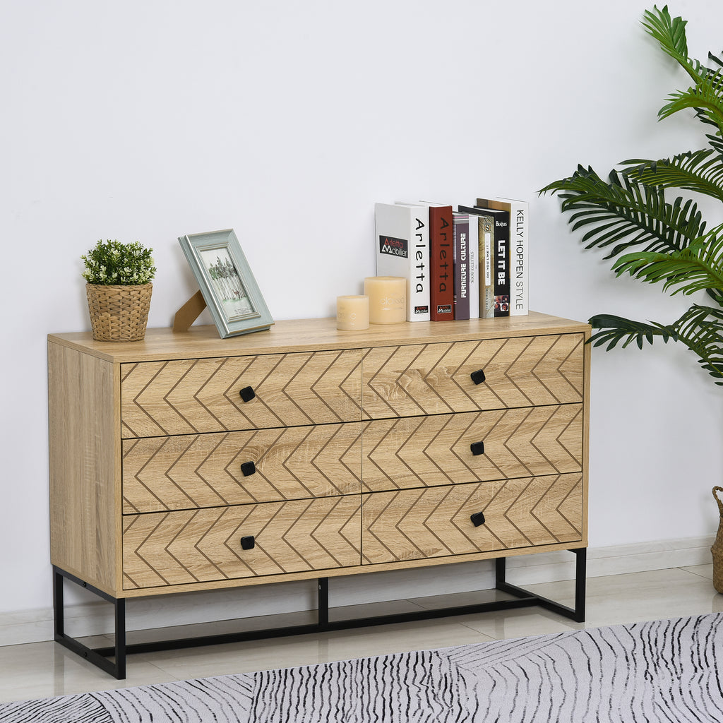 Cómoda com 6 Gavetas Estilo Retrô Móvel Auxiliar de Madeira para Sala de Estar Corredor 120x39,5x71 cm Madeira e Preto — foto 2