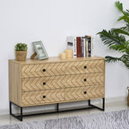Cómoda com 6 Gavetas Estilo Retrô Móvel Auxiliar de Madeira para Sala de Estar Corredor 120x39,5x71 cm Madeira e Preto — foto 2
