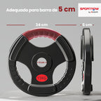 Discos de Pesos com Orifício de Ø50 mm 2 Discos de 15 kg com Anel Interior de Aço e Triplo Aperto para Halteres e Barras Treino Fitness em Casa Ginásio Ø34x5 cm Preto — foto 3