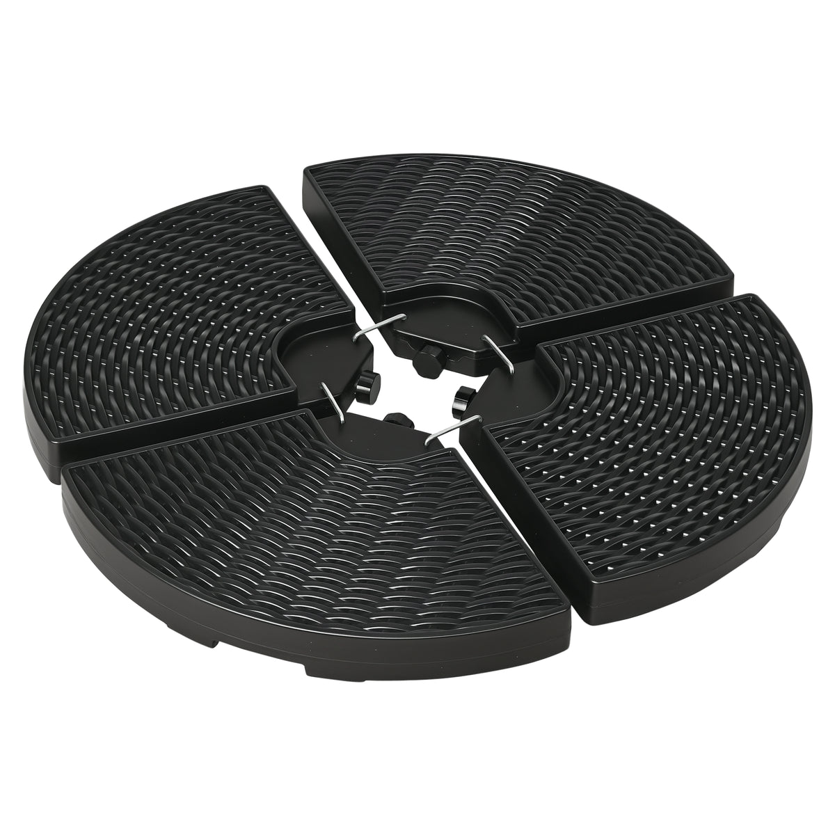 Base para Chapéu de Sol de 4 Peças Suporte para Chapéu de Sol Recarregável com Areia 68 kg ou Água 52 kg para Jardim Pátio ou Terraço Preto — foto 1