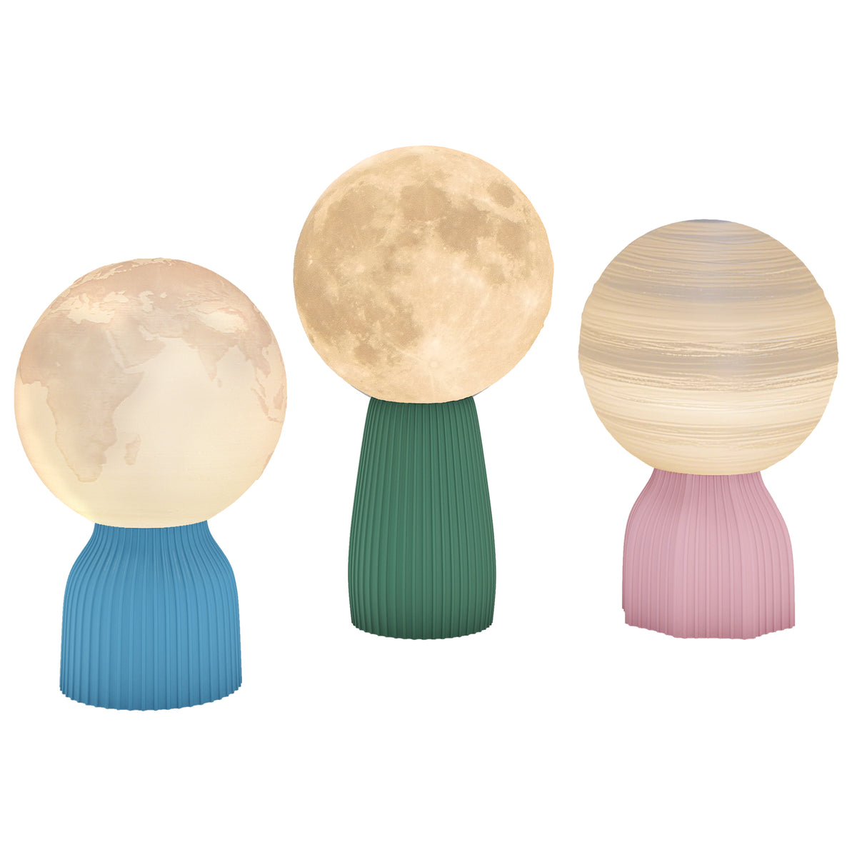 Conjunto de 3 Candeeiros de Mesa de Cabeceira 3D Candeeiros de Mesa com 3 Cores Brilho Ajustável em 10 Níveis Conexão USB para Casa Escritório Quarto Branco — foto 1
