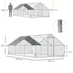 Galinheiro de Exterior Grande 3x6x2m Gaiola para 12-18 Galinhas de Aço Galvanizado com Teto de PE e Fechadura para Coelhos Prata — foto 3