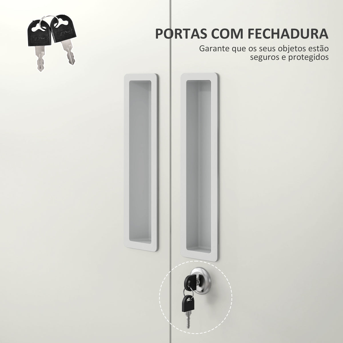Armário para Arquivos de 5 Níveis com Chaves Prateleiras Ajustáveis Armário de Arquivos Metálico para Escritório Estudio Sala de Estar 80x40x180 cm Branco — foto 5