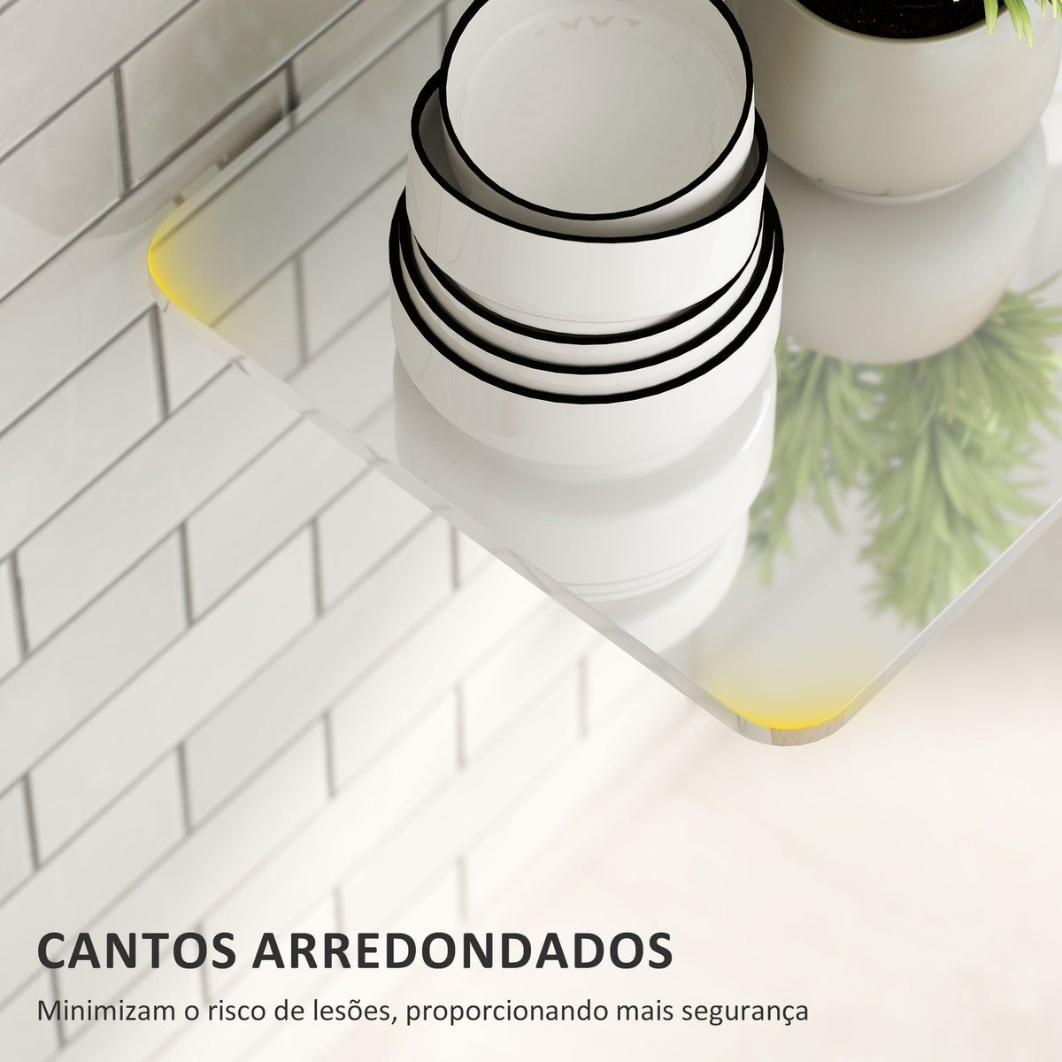 Conjunto de 2 Mesas Dobráveis de Parede Secretárias Flutuantes para Espaços Pequenos Mesas Rebatíveis para Cozinha Sala de Jantar Escritório Quarto e Sala Branco Brilhante — foto 6