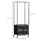 Cabideiro para Roupa com Rodas Cabideiro para Entrada com 6 Gavetas de Tecido Barra para Pendurar para Corredor Quarto Sala de Estar 63,5x40x172,5 cm Castanho Rústico — foto 3
