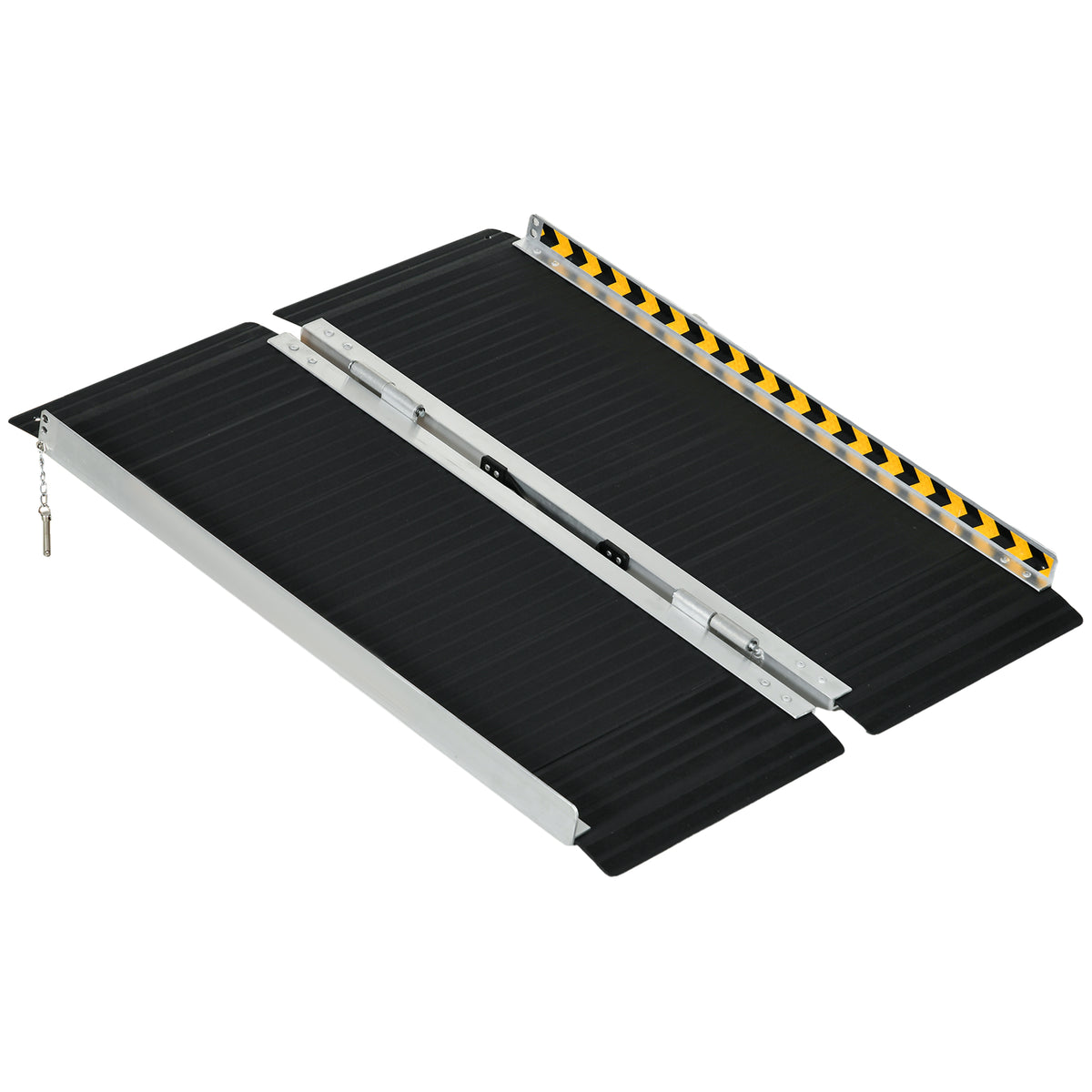 Rampa para Cadeira de Rodas Dobrável de Liga Alumínio 122 Rampa Portátil com Autocolantes Reflectores Carga 272 kg 91x73,6x5,1 cm Preto — foto 1
