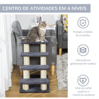 Escada para animais de estimação escada para gatos cães cobertura macia de pelucia Raspador de Sisal Estável 4 Passos 60x42x61 cm Cinzento — foto 7