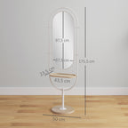 Espelho de Pé 50x175,5 cm Espelho de Corpo Inteiro com Bandeja de Madeira 4 Ganchos e Estrutura de Metal para Sala de Estar Quarto 50x40x175,5 cm Branco — foto 3