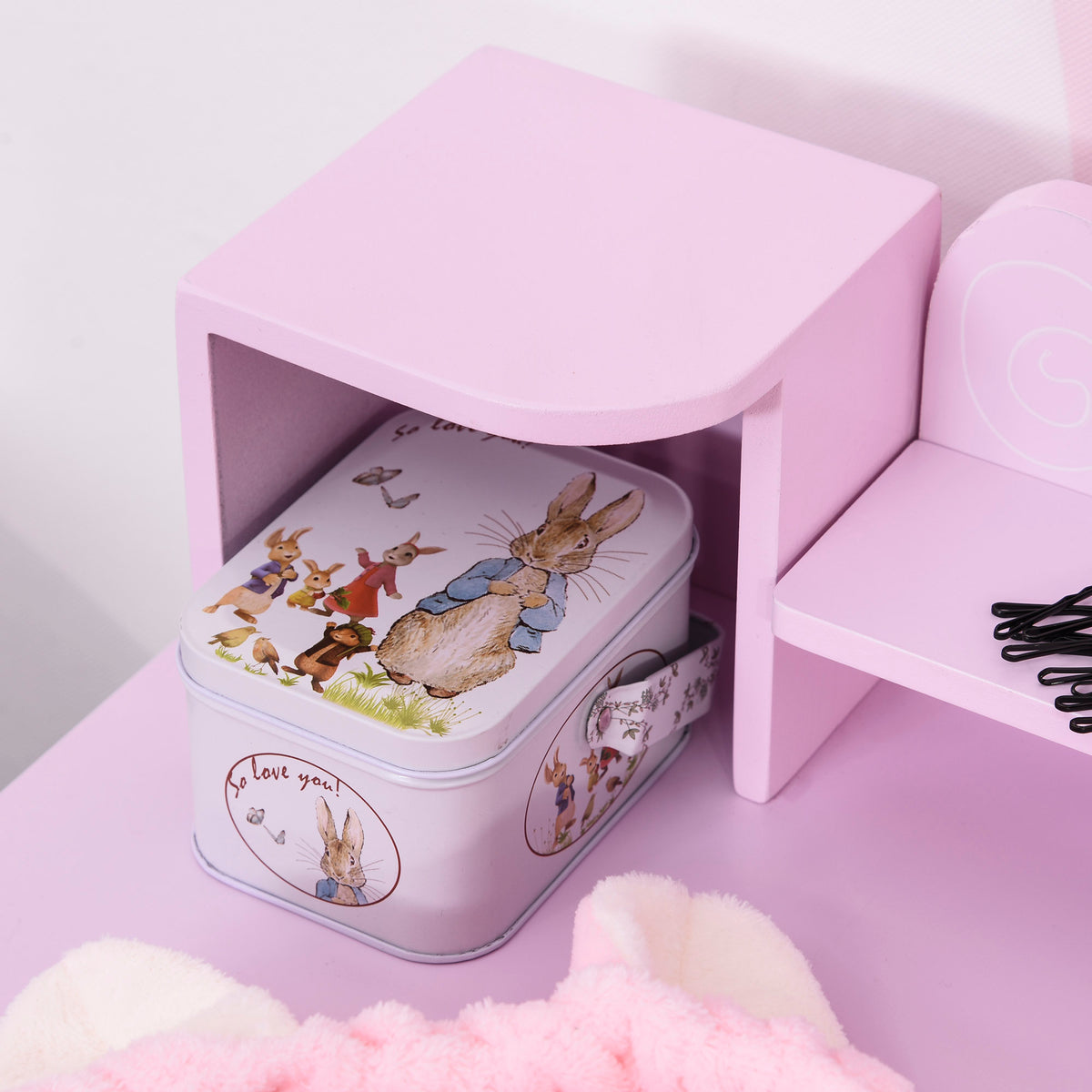 Penteadeira Infantil com Banco e Espelho Tipo Princesa Mesa de Maquilhagem de Madeira Rosa Brinquedo para Meninas 3+ Anos 60x34x93 cm — foto 8