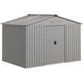 Abrigo de Jardim Exterior 4,9 m² 277x195x192cm Abrigo e Jardim Metálico para Armazenamento de Ferramentas com Base Incluída (Chão não Incluído) e 4 Janelas Verde Escuro - Modelo 2 — foto 1