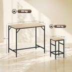Conjunto de Mesa de Bar com 4 Bancos com Apoio para os Pés Conjunto de Móveis de 5 Peças Mesa de 100x60x88cm e Bancos de 32x32x57cm para Sala de Jantar Cozinha Preto e Carvalho — foto 3