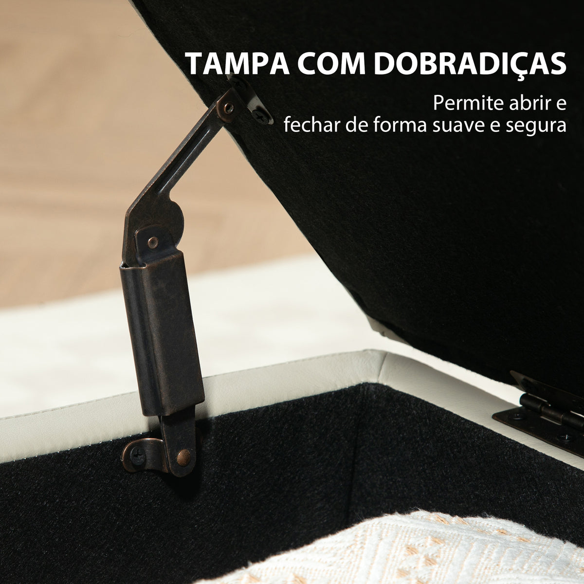 Baú de Armazenamento para Dormitório 33L Puff de Armazenamento Estofado em PU Banco de Arrumação com Pés de Madeira para Corredor Sala de Estar 60x38x40 cm Cinza Claro — foto 5