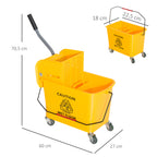 Balde de Limpeza 20L com Rodas e Espremedor Balde para Esfregona com Separador de Água 60x27x70,5 cm Amarelo — foto 3