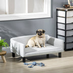 Sofá para Cães Médios Cama Elevada para Cães com Pernas de Madeira Cama para Animais de Estimação Capacidade 20 kg 82x54x36 cm Cinzento — foto 2