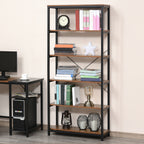 Estantes de estilo industrial com 6 prateleiras abertas para livros Armazenamento da sala de estar Escritório 80x30x180 cm Castanho Rústico — foto 2