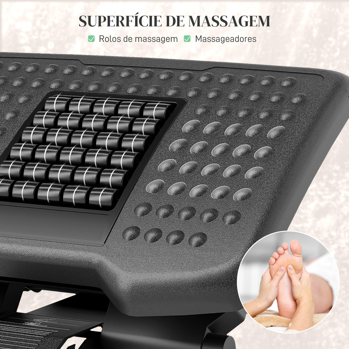 Apoio para os Pés de Escritório com Altura e Ângulo Ajustáveis Apoio para os Pés com Superfície de Massagem e Almofadas Antiderrapantes para Estúdio Escritório Casa Preto — foto 4