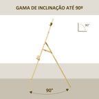 Cavalete Pintura de Madeira Cavalete de Desenho Estúdio Inclinável 90° com Suporte Tripé e Pincel 51,5x71,5x134,5cm Madeira Natural — foto 6