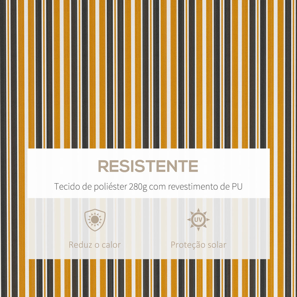 Toldo Manual Retrátil 350x250 cm Toldo para Varanda com Manivela de Metal Impermeável e Anti-UV Toldo Enrolável de Exterior para Jardim Terraço Janelas Cinza e Amarelo — foto 4