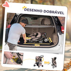 Carrinho para Cães Dobrável, Coche para Cães Pequenos com Cesta de Armazenamento, Janelas de Malha, Suporte para Copos, Rodas EVA, Almofada Lavável, Travões, Carga 10 kg, 75x45x97 cm, Castanho — foto 5
