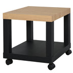 Mesa Auxiliar com Rodas Mesa Auxiliar com Prateleira Aberta para Sofá Dormitório 40x40x40 cm Branco e Madeira Preto e Madeira — foto 1