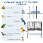Gaiola dupla para pássaros pequenos Gaiola grande para pássaros com 4 bandejas múltiplas portas 4 Alimentadores 4 Cabides 95x45,5x102 cm Preto — foto 5