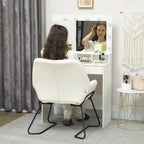 Poltrona Sala de Estar Moderna Poltrona de Leitura com Assento Largo e Acolchoado Estofada em Veludo Pés de Metal Poltrona para Dormitório 70x67,5x87 cm Creme — foto 7