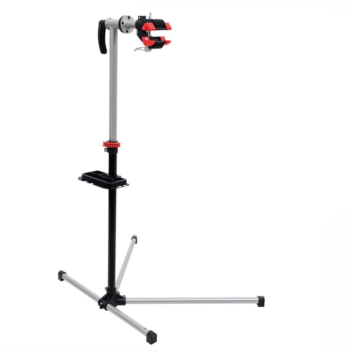 Suporte de Reparação de Bicicleta Portátil Suporte para Bicicleta com Altura Ajustável 109-180cm Giratório 360° Bandeja de Ferramenta até 30kg 100x66x180cm Preto — foto 1