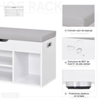 Sapateira com Assento Acolchoado para Entradas e Salões com 1 Gaveta e Prateleira de MDF 80x30x43cm Carga Máxima 120 kg Branco — foto 5