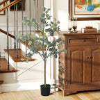 Eucalipto Artificial 150 cm Planta Artificial Decorativa Grande Árvore Artificial de Interior com 230 Folhas Decoração para Casa Escritório Dormitório Verde — foto 2