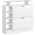 Sapateiro Moderno Sapateiro de Entrada Hall com Gavetas Basculantes, Prateleiras Ajustáveis e Prateleiras Abertas para 12 Pares de Sapatos Sapateiro Estreito para Corredor 89x25x92 cm Branco — foto 1