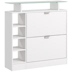 Sapateiro Moderno Sapateiro de Entrada Hall com Gavetas Basculantes, Prateleiras Ajustáveis e Prateleiras Abertas para 12 Pares de Sapatos Sapateiro Estreito para Corredor 89x25x92 cm Branco — foto 1