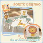 Mesa e Cadeiras para Crianças de 3 Peças Mesa Infantil com 2 Cadeiras em Madeira Conjunto de Móveis com Desenhos de Leões para Crianças Acima de 3 Anos para Quarto Sala de Jogos Verde — foto 5