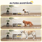 Comedouro para Cães Elevado Comedouro para Animais com 3 Alturas 2 Tigelas 2x1L e Sistema de Alimentação Lenta para Cães Pequenos Médios e Grandes 63x58,5x40 cm Branco — foto 5