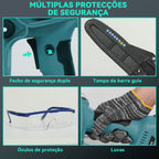 Mini Motosserra a Bateria 8 Polegadas 6000mAh Motosserra Elétrica com Motor sem Escovas de 580W 2 Baterias Mastro Telescópico e Bloqueio Duplo para Podar Árvores de Jardinagem e Madeira — foto 7
