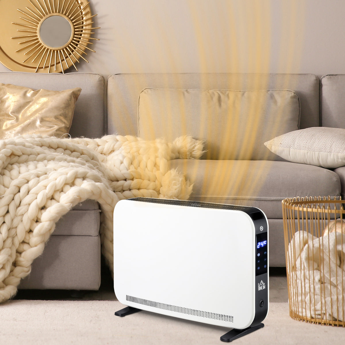 Aquecedor Elétrico 1830-2180W Aquecedor para Casa de Banho com 3 Modos de Aquecimento Ecrã Táctil LED Termóstato Regulável Temporizador e Proteção Contra Sobreaquecimento para 12-18 ㎡ Branco — foto 2