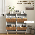 Sapateira com 4 Gavetas e Prateleiras Ajustáveis Móvel para Sapatos de Corredor para 16 Pares de Sapatos 95x26x95 cm Branco e Madeira — foto 4